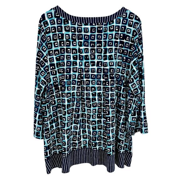 Habitat Plus Size XXL 2X Blue Super Stretchy Wearable Art Blouse Shirt Top - Picture 7 of 7